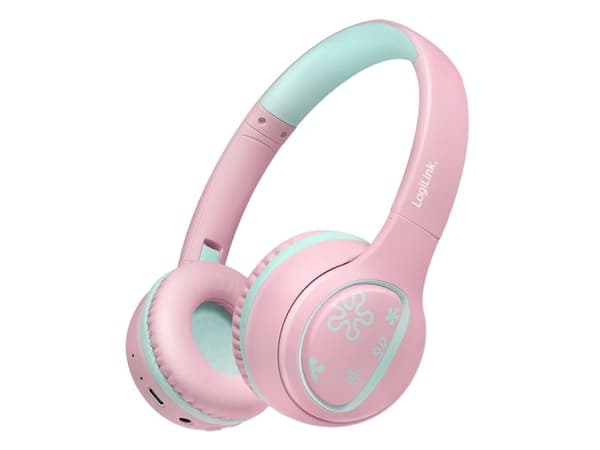 LogiLink BT0073P on-ear headset Bluetooth kablet rosa lyseblå sammenleggbart (BT0073P)