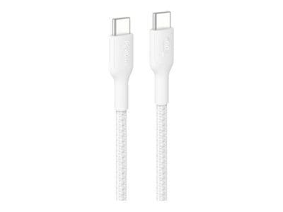 Belkin BoostCharge Pro - USB-kabel - USB-C (hane) till USB-C (hane) - USB 2.0 - 2 m - USB Power Delivery (60W), flätad - vit