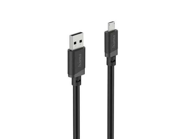 Hama 00201805, 3 m, USB A, Micro-USB B, USB 2.0, 0,48 Gbit/s, Musta