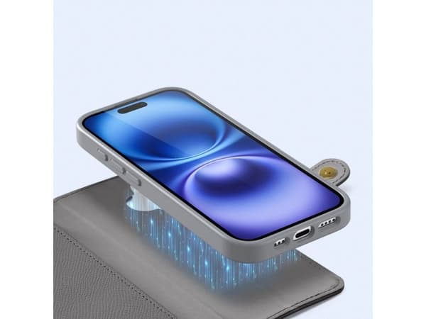 Dux Ducis Lawa läderfodral för iPhone 16 - grå