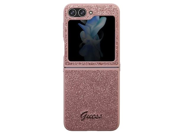 Guess Glitter Script-deksel til Samsung Galaxy Z Flip 5 - rosa