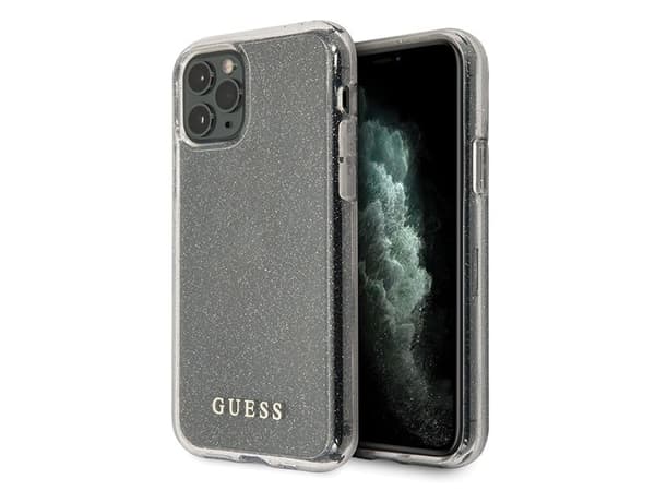 Guess GUHCN65PCGLSI hard case med glitter til iPhone 11 Pro Max - sølv/sølv