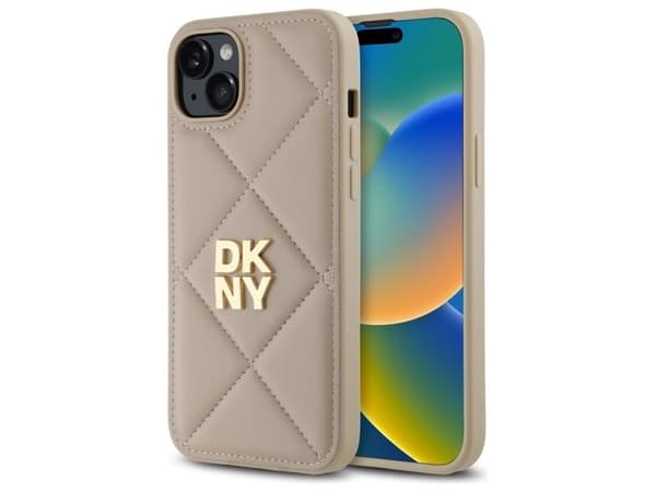 DKNY DKHCP15MPQDSLE iPhone 15 Plus 6.7" beige/beige Quilted Stack-logo