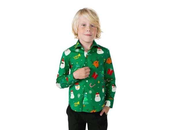 Grøn juleskjorte til drenge