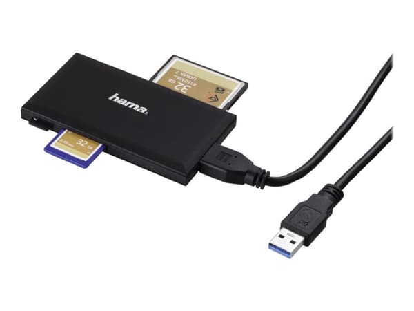 Hama Multi-Card Reader - Kortinlukija (CF 1, MS, SD, MS Duo, MS PRO Duo, microSD, SDHC, microSDHC, MS PRO-HG Duo, SDXC, microSDXC) - USB 3.0