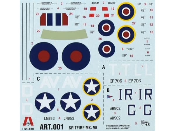 Italeri SPITFIRE MK.VB, Flymodell med fastvinge, Monteringssett, 1:72, SPITFIRE MK.VB, Plast, Second World War