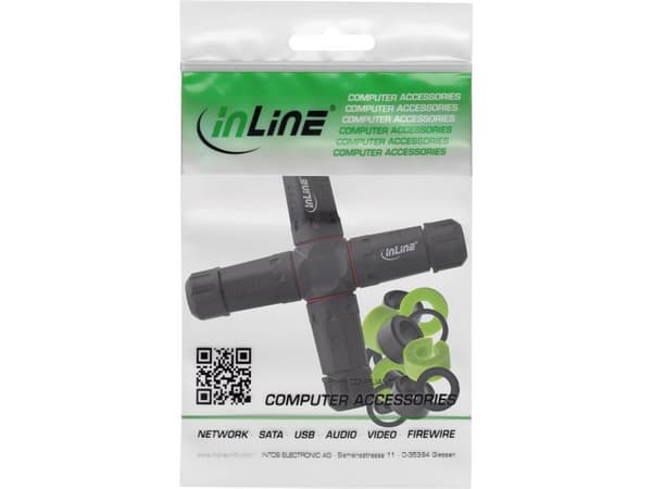 InLine strømkabelkobling IP68 3-polet 4-veis M20 sort (69927V)