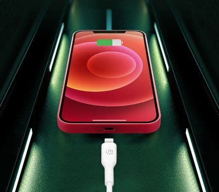 Manhattan 394512, Vit, USB C, Lightning, 1 m, Hankoppling, Hankoppling