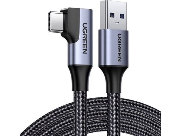USB til USB-C-kabel, vinklet UGREEN US385, 3A, 1m (svart)