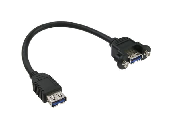 InLine 33445F, 0,2 m, USB A, USB 2.0, hane/kvinna, svart