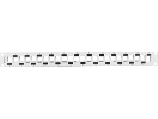 Lanberg PPKS-1224-S - Patchpanel (blank) - stativmonterbar - grå - 1U - 19" - 24 porte