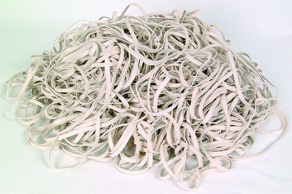 Elastik, 120 x 5 mm, vit, förpackning med 500 g
