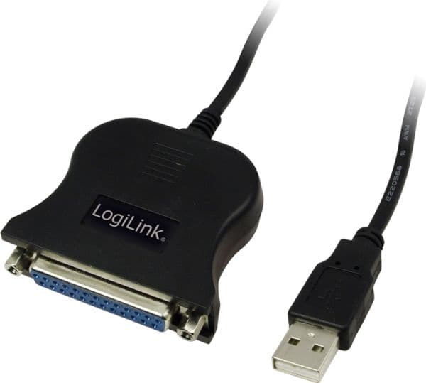 LogiLink USB / D-SUB 25 sovitinkaapeli, 1.8m, 1,8 m, USB, D-sub (DB-25), Sort, Hanstik/Hunstik