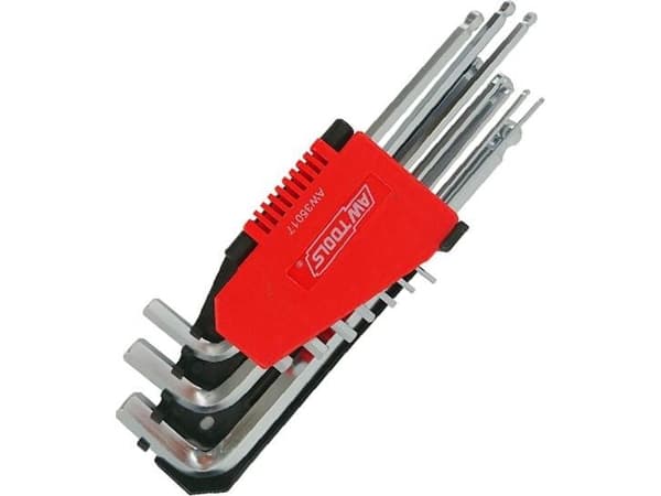AW-Tools HEX-bits 2,0-12,0 mm (10 stk) med kule-/kulehode, svart