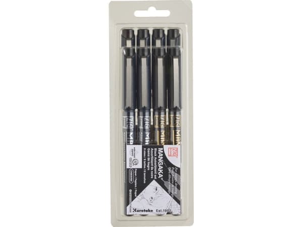 Artequipment ZIG CARTOONIST MANGAKA Black, 8-pack