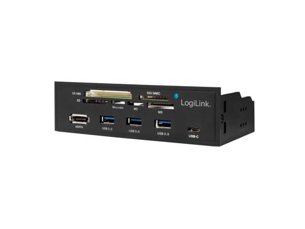 LogiLink UA0341, Compact flash (CF), MS Micro (M2), Memory stick (MS), MicroSD (TransFlash), SD, xD, svart, 5.25", 5000 Mbit/s, RoHS, CE, SATA