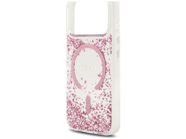 Guess Resin Bottom Glitter MagSafe Case for iPhone 18 Pro Max / 17 Pro Max - Pink