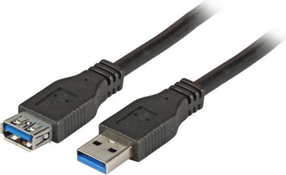 Kabel USB3.0, 3m, A(St)/A(Bu) forlengelse, svart,