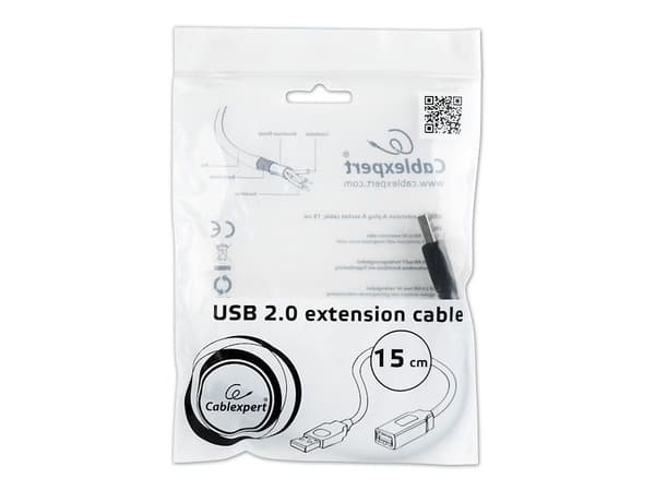 Cablexpert - USB forlængerkabel - USB (hun) til USB (han) - USB 2.0 - 15 cm - formet - sortti