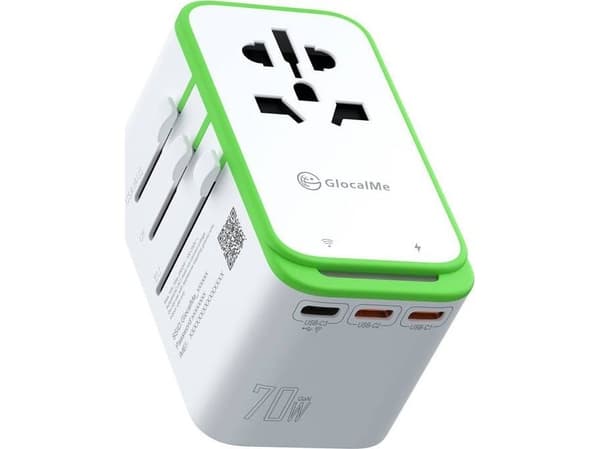 Roamplug-adapter med GlocalMe 4G Wi-Fi-hotspot