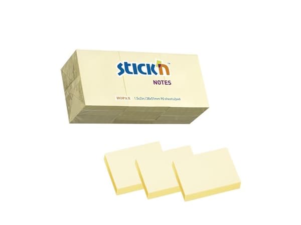 Notes, BNT Stick´n, Notes, gul, 38x50mm pakke a 12 stk