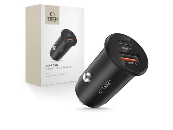Tech-Protect TECH-PROTECT CC02 2-port bil­lader PD35W/QC3.0 svart