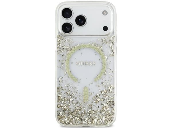 Guess Resin Bottom Glitter MagSafe Case for iPhone 18 Pro Max / 17 Pro Max - Gold