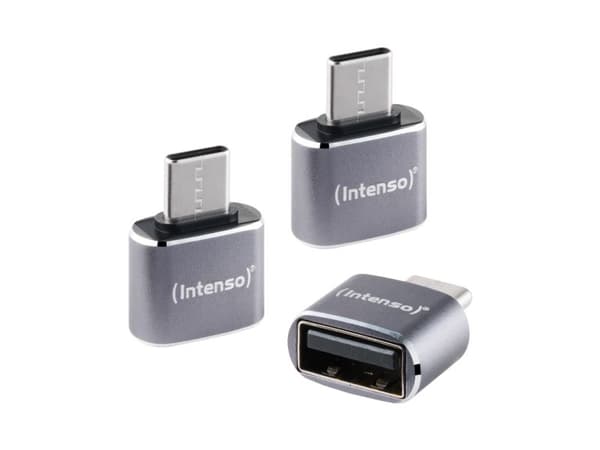 Intenso USB-adapter A480C - USB-A till USB-C (3-pack), USB-A, USB-C, Antracit