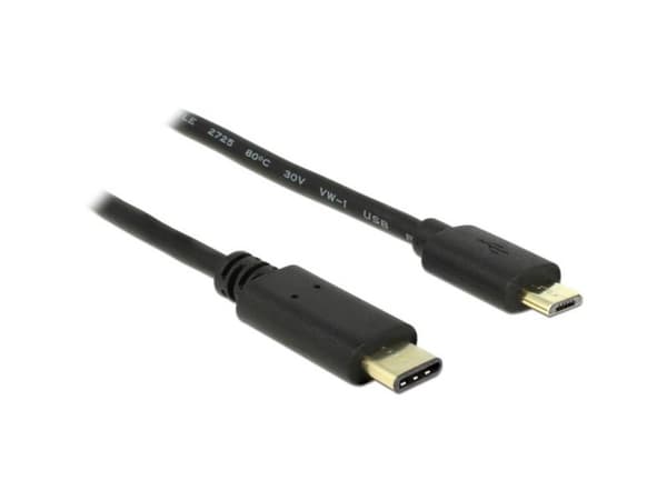 Delock - USB-kabel - USB-C (hann) til Micro-USB type B (hann) - USB 2.0 - 3 A - 2 m - svart