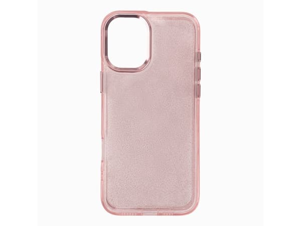 Glitterdeksel til iPhone 16 - rosa med glitter