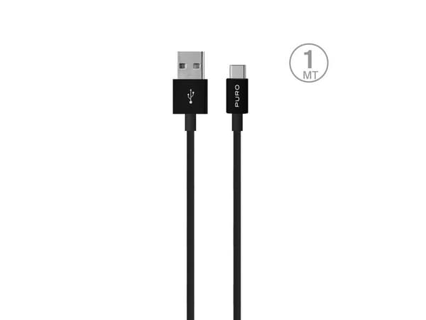 PURO PWCUSBCBLK, 1 m, USB A, USB C, USB 3.2 Gen 1 (3.1 Gen 1), 0,48 Gbit/s, Sort