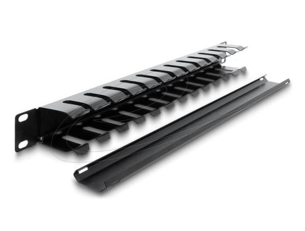 Delock - Racks kabelhantering routing panel - med borste - svart - 1U - 19"