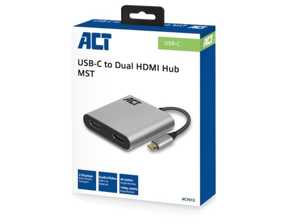 ACT USB-C til 2× HDMI dobbel skjerm MST-adapter