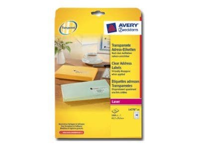 Avery L4770-25, Läpinäkyvä, Polyesteri, Laser, 1000 kpl