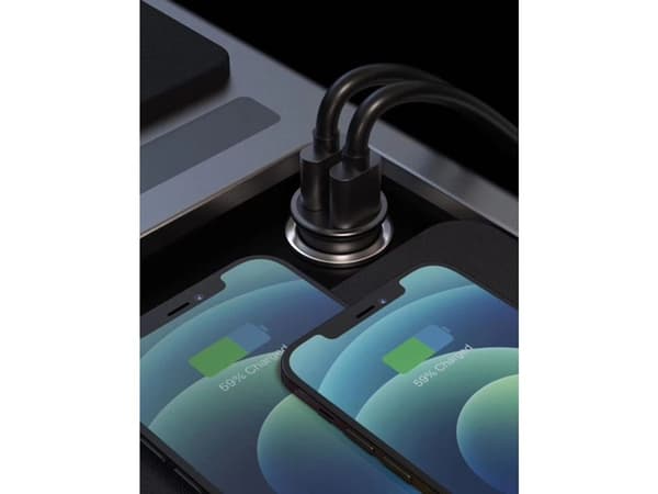 Swissten billader 36W, 2 porter USB-C, USB-A