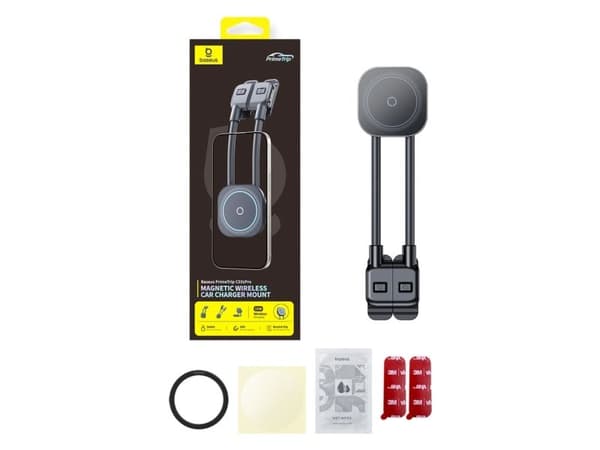 TelForceOne Baseus PrimeTrip C03sPro magneettinen pidike, jossa on langaton lataustarra musta