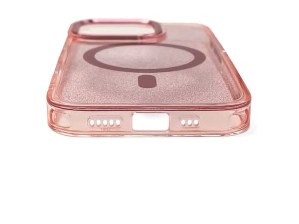 Glitter-etui MagSafe-kompatibelt til iPhone 17 - rosa