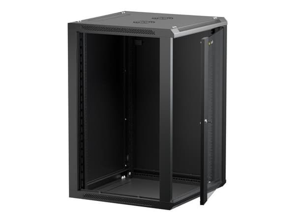 Netrack - Rack skåp - väggmontering - svart - 18U - 19"