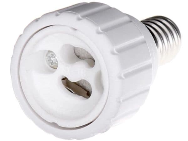 Plastrol adapter E-14 til GU10 keramikk hvit