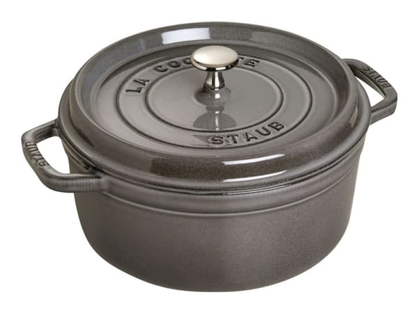 STAUB - Cocotte med lock - 26 cm diameter - 5.25 L - rund - grafitgrå