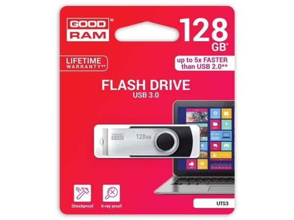 GOODRAM UTS3 - USB flashdrive - 128 GB - USB 3.1 - sort