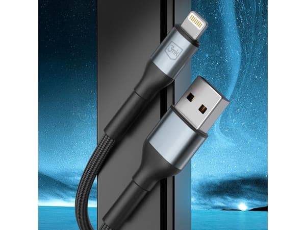 3mk Hyper Cable N-SERIES USB-A / Lightning 2 m QC 3.0 5V/2,4A 12W - svart