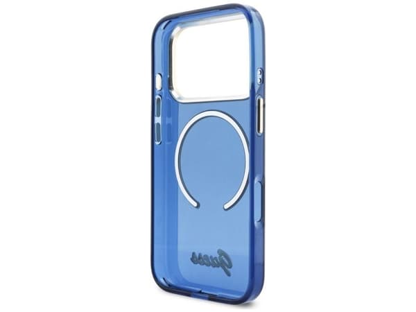 Guess IML Script metall MagSafe-deksel til iPhone 17 Pro Max – blått