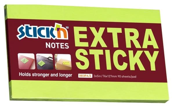 Notes, BNT Stick´n, Extra sticky, grøn 127x76mm - (6 stk.)