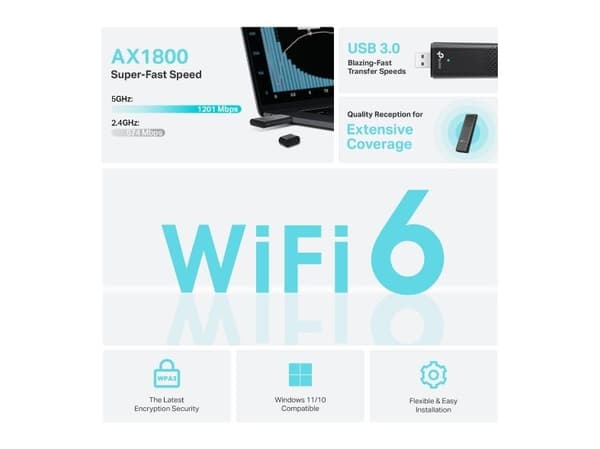 TP-Link Netværksadapter SuperSpeed USB 3.0 Trådløs