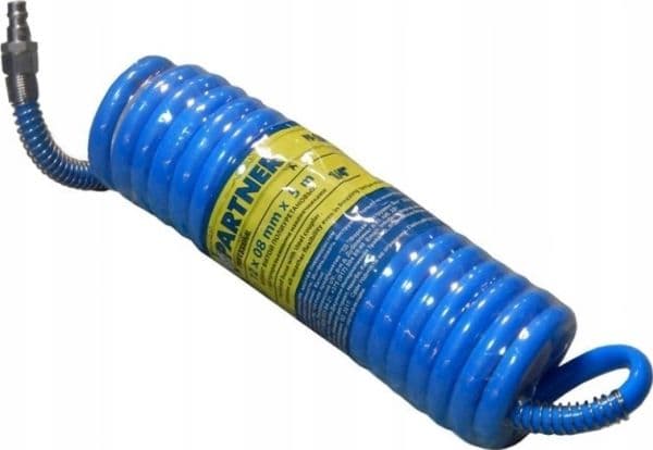 Partner spiralslang i polyuretan 8 mm x 5 m med snabbkopplingar (max. tryck 15 bar)