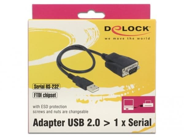 Delock - Seriell adapter - USB-type A (hann) til DB-9 (hann) - 35 cm