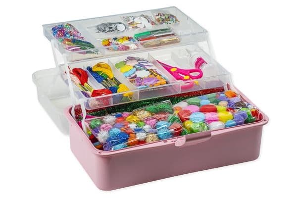 Hobbybox vaaleanpunainen med n. 1500 dele