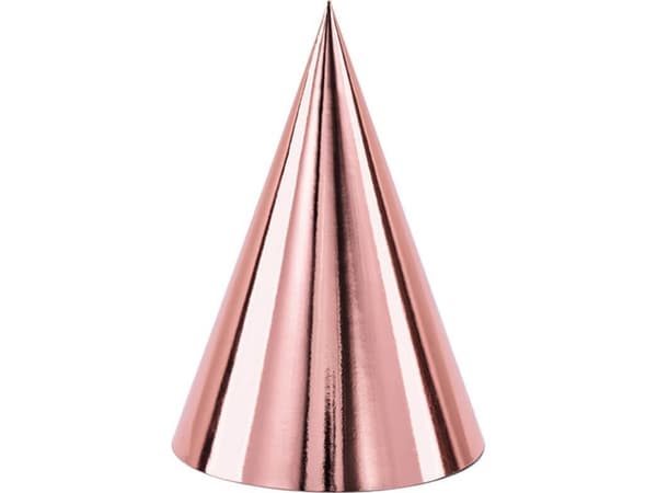 Rosegold partyhatte, 6 stk
