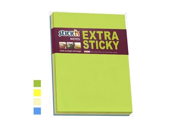 Stickn Notes Stick'N extra sticky 203x150 mm 45 blad ass. 4 blk/fp
